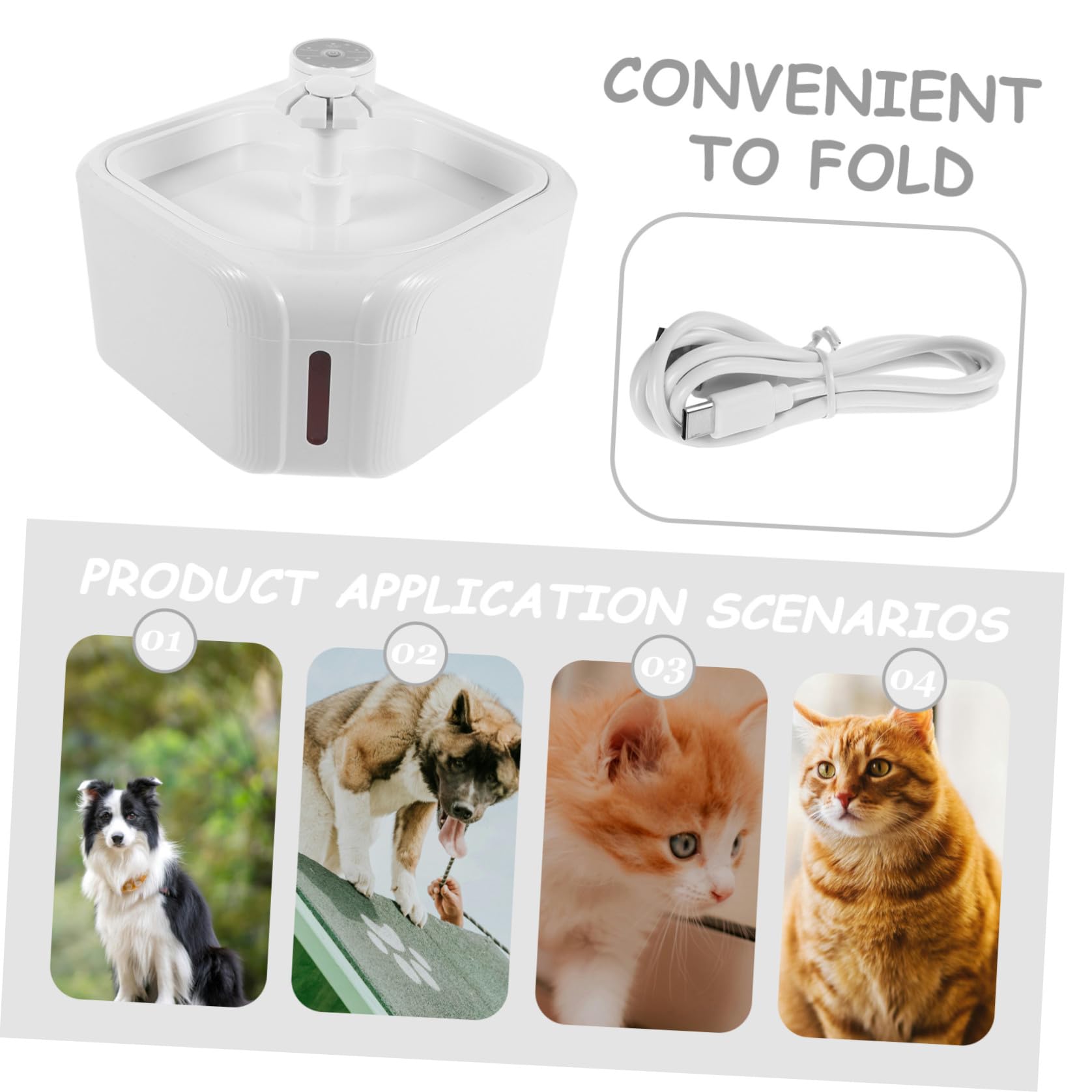 HOMSFOU Fontaine à Eau Automatique Fontaine à Eau pour Chats pour Animaux ABS, Grosse Capacité, Blanc, Silencieuse, Détection de Mouvement, Usage Intérieur Plan de Travail