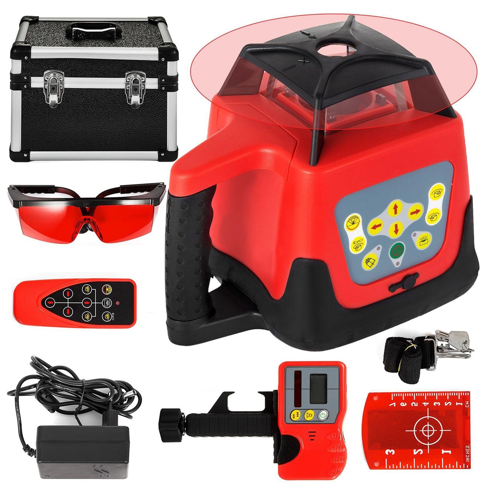 Generico Laser A Croce Rossa Autolivellante, Livella Laser Rotante A 360°, Portata di 500M, Impermeabile IP66, modalità Autolivellante Manuale con Telecomando, per Appendere Quadri, Piastrelle(Red)