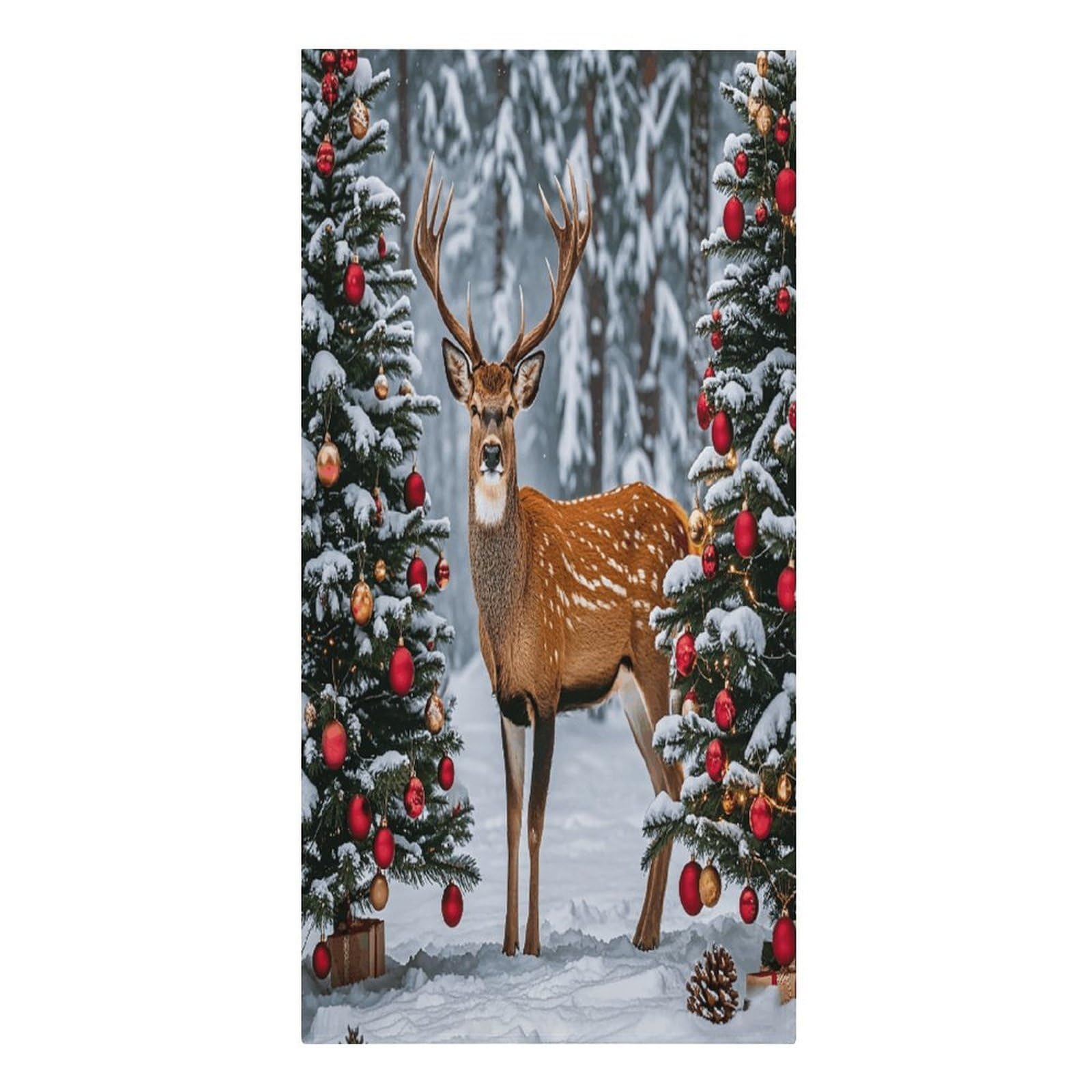 VstaDank Cow Deer Trees Christmas Beach Towel Vacation Essentials Sand Free Soft Quick Dry Swim Towels 61"x30" Modern Extra Large Towels Lightweight Microfiber Beach Towel for Swimming Pool