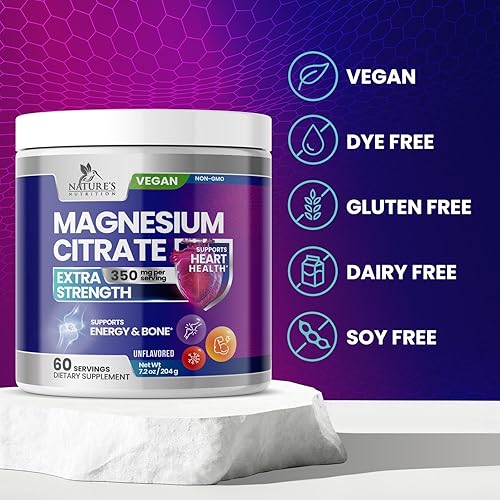 Miniatura 5 de Suplemento de magnesio citrato vegano calma polvo de magnesio, mezcla de bebida de absorción de alta resistencia para apoyar la salud muscular