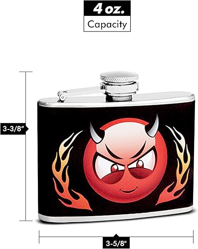 Miniatura 2 de Set de regalo con embudo de recarga y 2 vasos de chupito de acero inoxidable, diseño de Little Devil – acabado negro – frasco de 4 oz – caja de