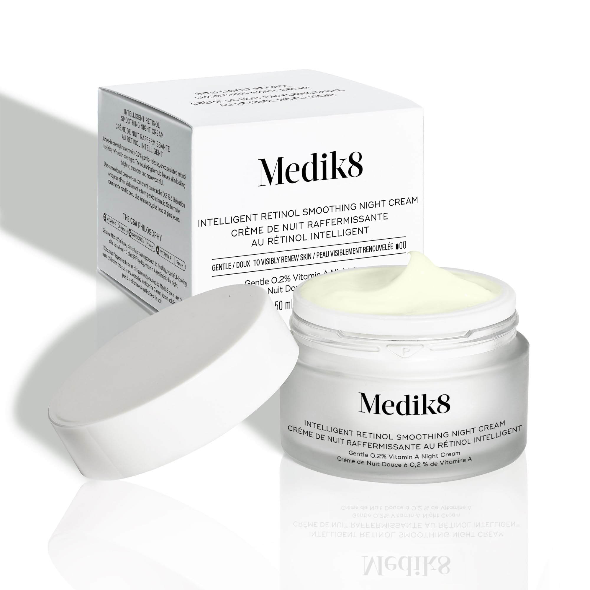 Medik8 Intelligent Retinol Smoothing Night Cream, 0,2% Vitamin A - 50 ml | Sanfte 2-in-1-Nachtcreme zur Regeneration und Pflege; für ein ebenmäßigeres Hautbild und antioxidativen Schutz