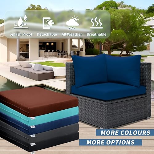 Miniatura 6 de FINCATI Fundas de cojín de repuesto de 14 piezas para patio al aire libre con cremallera, fundas de repuesto para sofá seccional para exteriores con