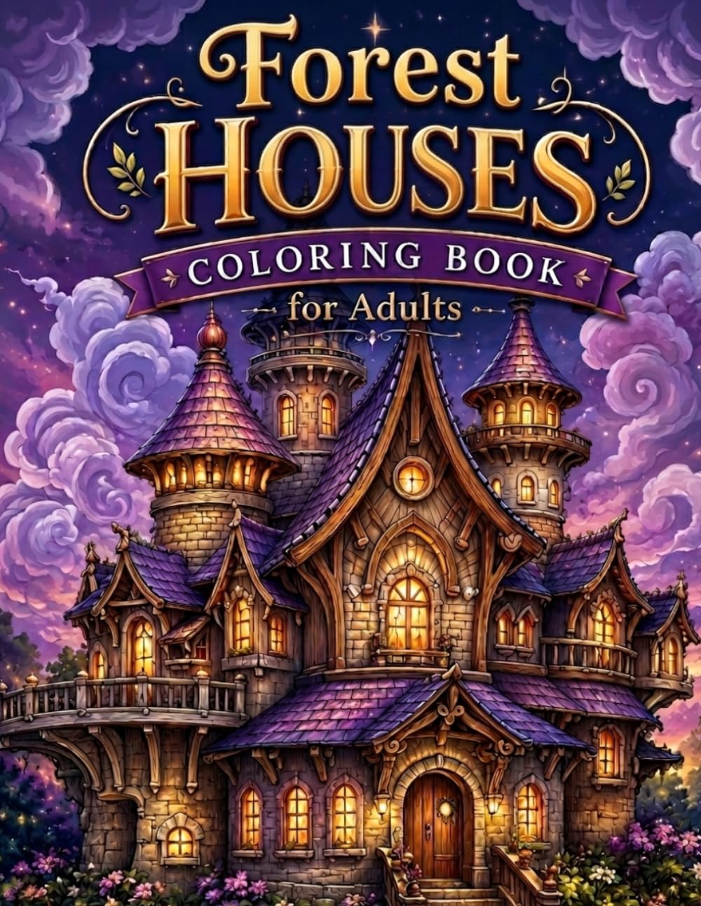 Forest Houses Coloring Book: Enchanted Woodland Homes for Relaxation and Stress Relief