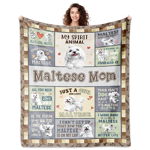 ACBEAT Maltese Gifts, Maltese Throw Blanket 60"x50", Malteses Gifts for