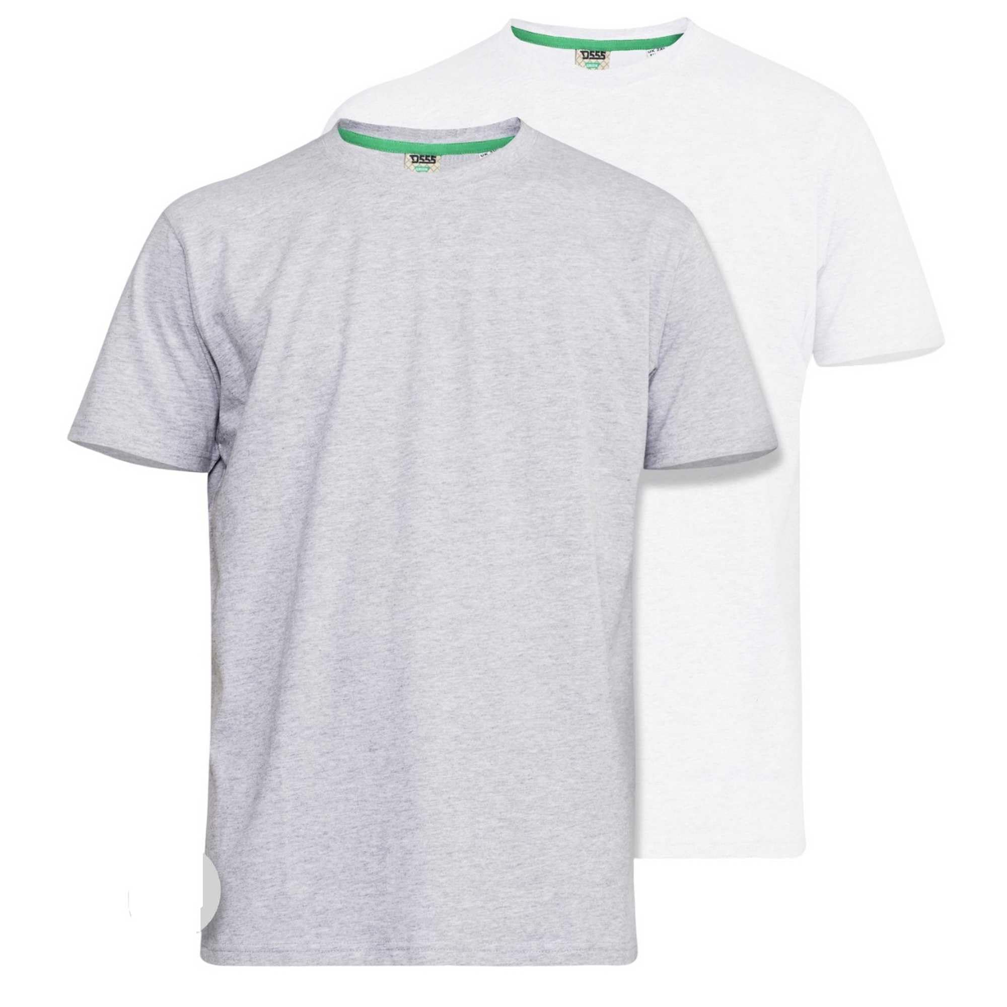 Duke D555 Men's Grey Fenton T-Shirt Twin Pack-White-5Xl