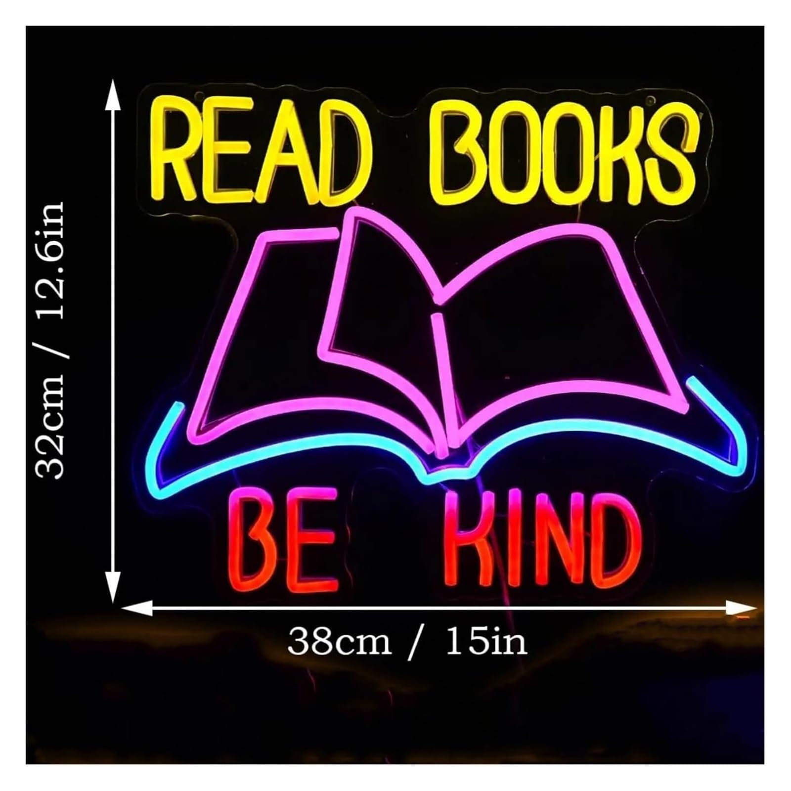 Luz de neón Para letreros de neón con alimentación eléctrica para lee libros sé amable letras para luces apto para decoración pared