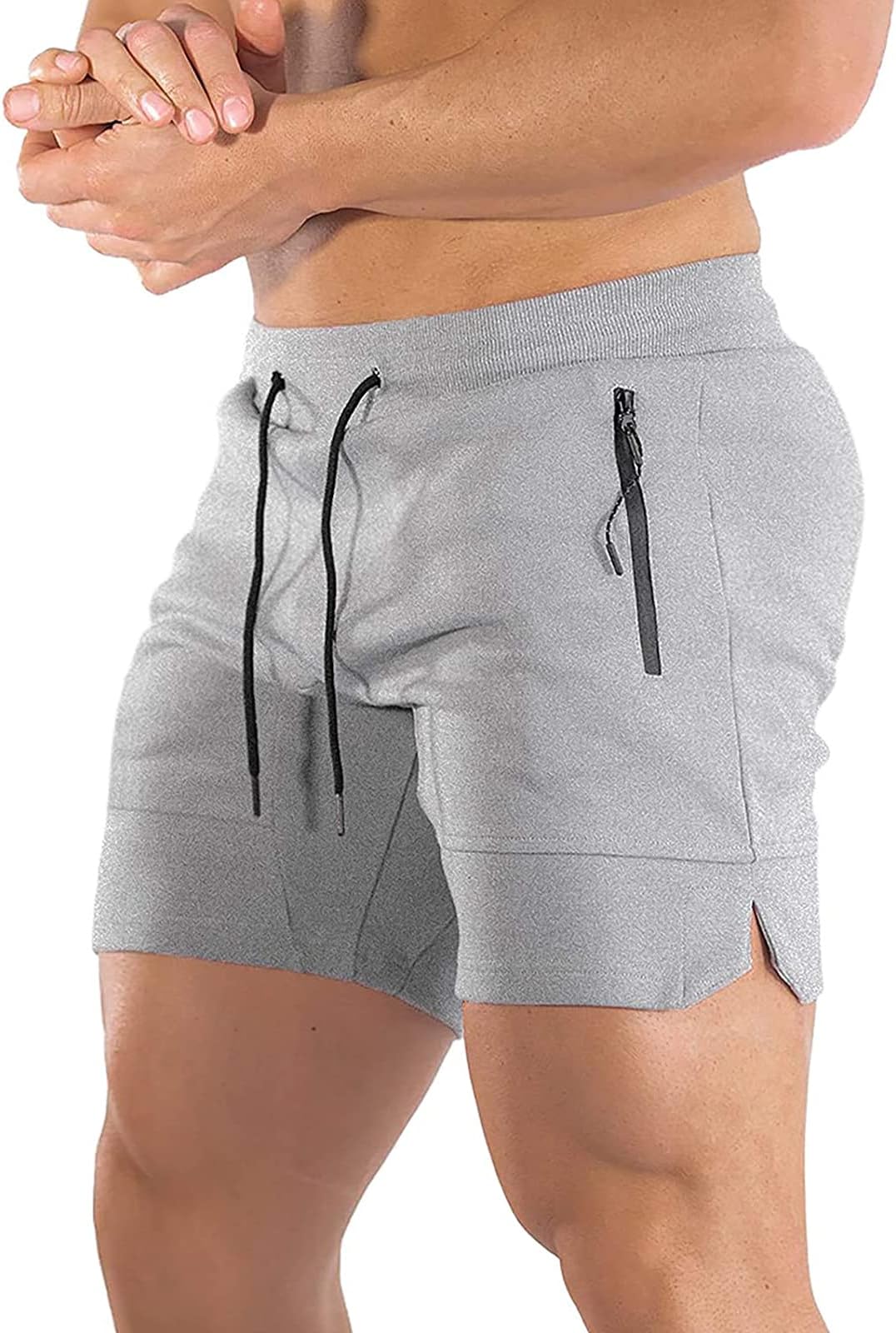 BUXKRMens Workout Shorts 5 Inch Quick Dry Gym Shorts for Men Athletic Running Shorts with Zipper Pockets