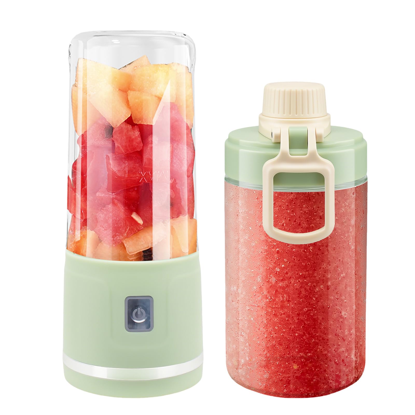Frullatore per Frullati Portatile con Coperchio per Bicchiere, 450 ml, Ricaricabile via USB, 8 Lame, per Succhi, Frullati, Omogeneizzati, Viaggi, Palestra