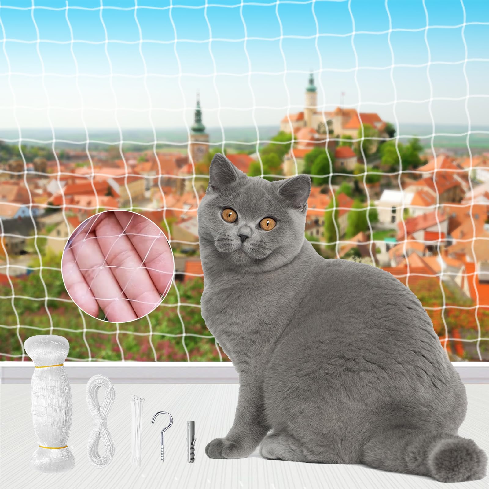 Rete Per Gatti Rinforzata Con Filo D'Acciaio - 10x3m, Anti-Graffi, UV Resistente, Per Balcone, Terrazza E Finestre