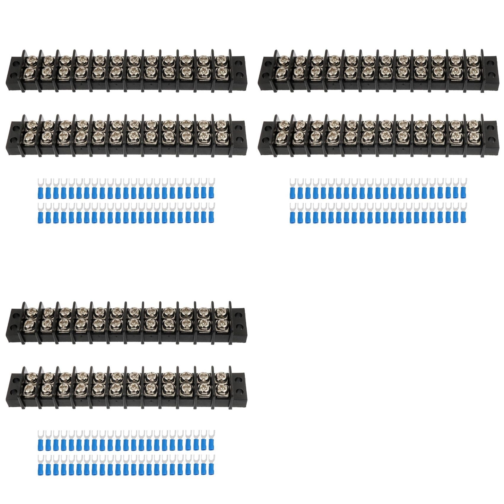 Jnchdghwa As Shown 6Pcs 12 Circuits 12 Positions Terminal Block 20-30A 200-450V Dual Row Terminals Strip