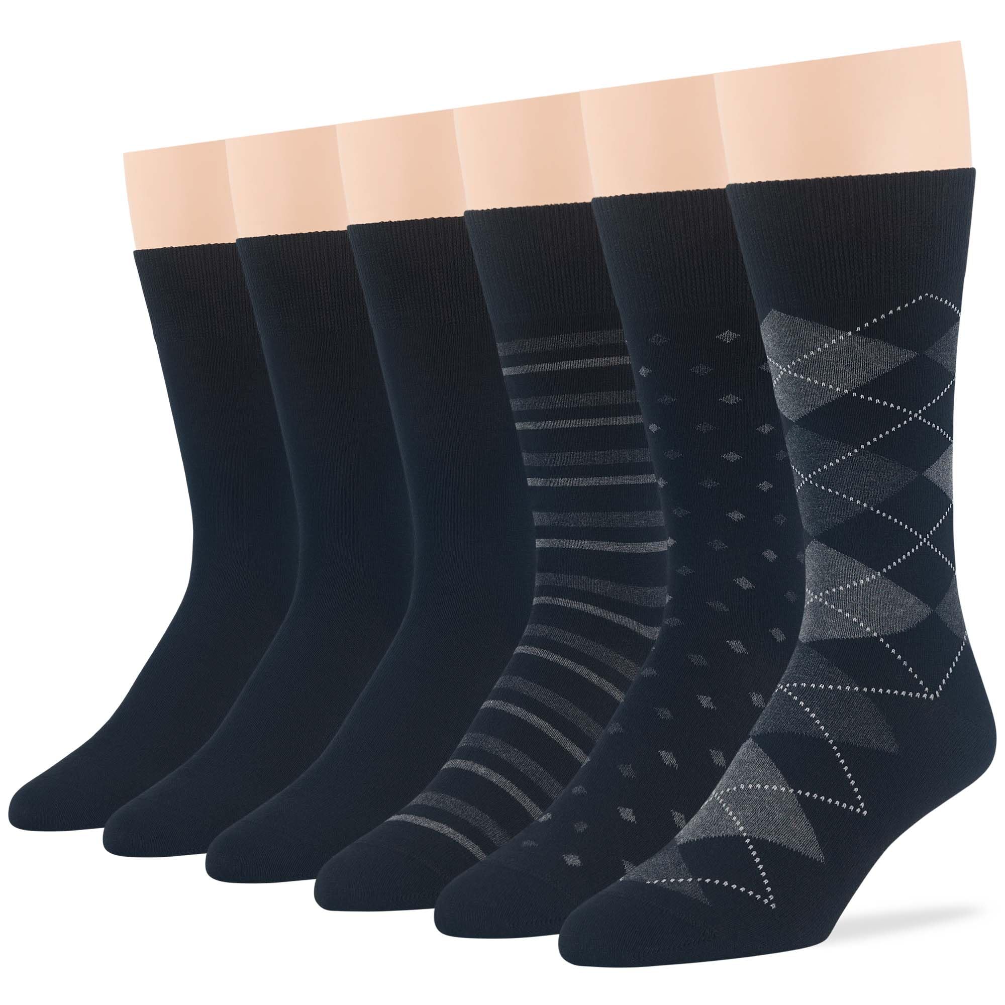 7BigStars Mens Dress Socks – 6 Pairs Crew, Soft Stay Up, Cotton Comfort for Business, Office, Big and Tall, Breathable