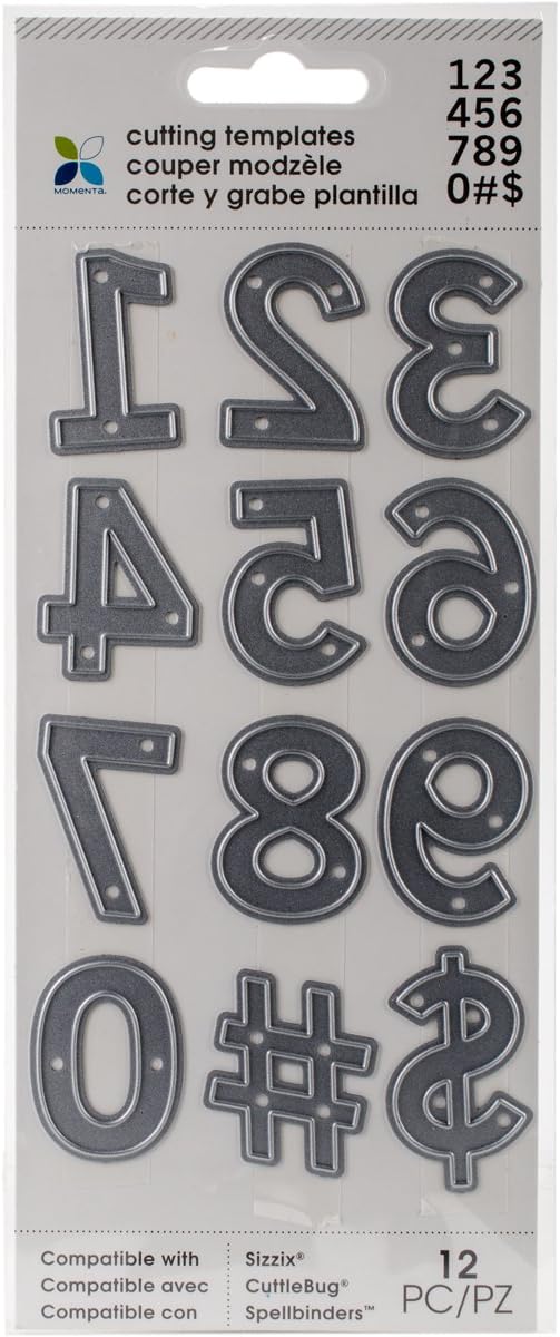 Momenta Dies - "Numbers" - 12 piece set - Versatile Steel Die Cut Templates to Add Detail to Scrapbooks, Greeting Cards, Mailboxes, Etc.
