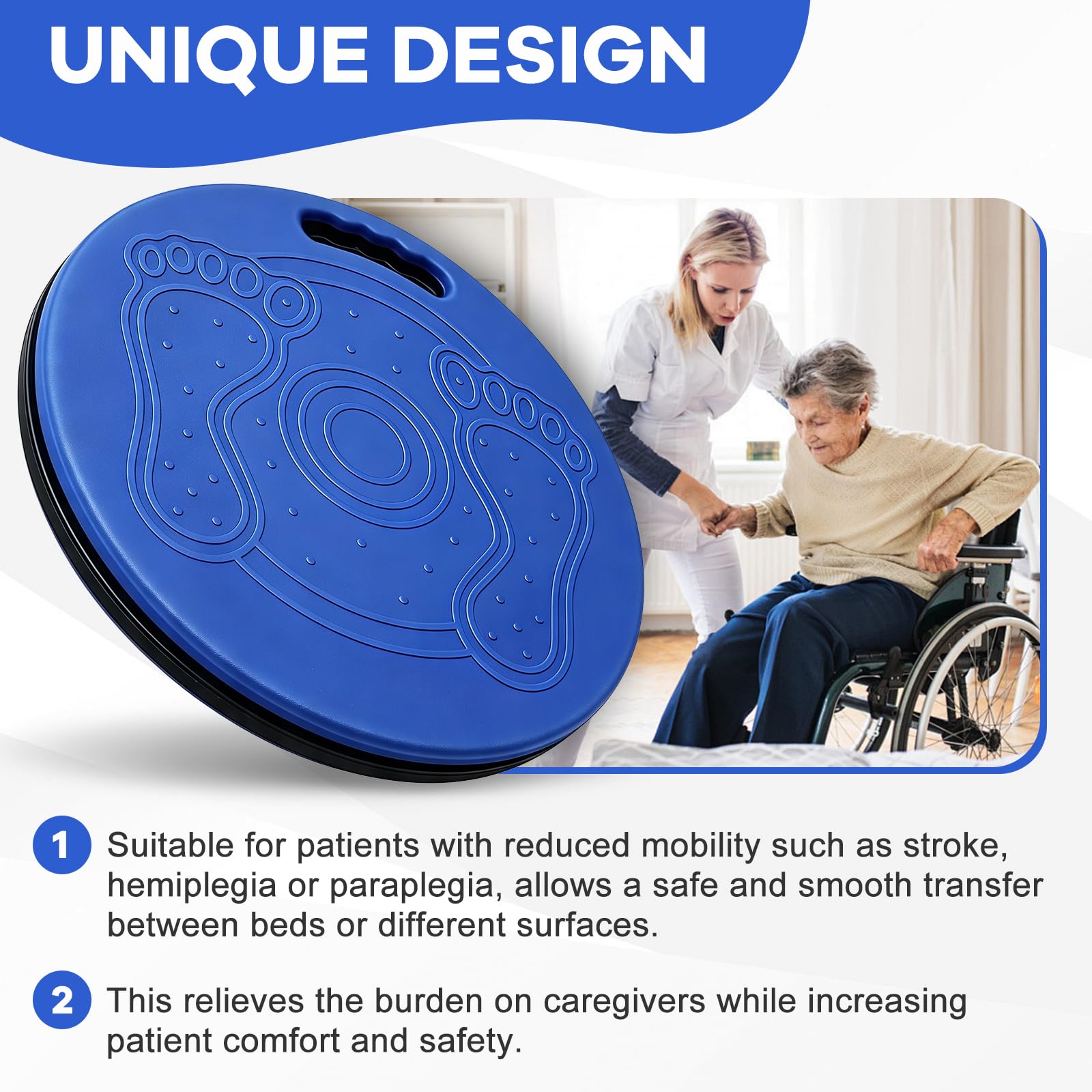 Plateau tournant pour faciliter le déplacement des patients jusqu'à 125 kg, Planche De Transfert à Rotation à 360 Degrés Pour Les Soins Des Patients, disque de transfert pour soins à domicile
