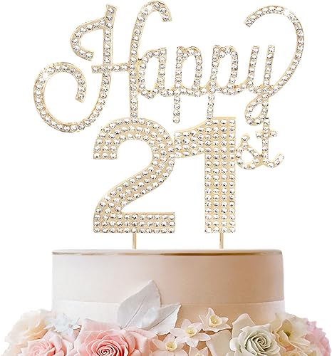 Miniatura 540 de LINGTEER Decoración de pastel de diamantes de imitación dorados para cumpleaños número 15 – Cheers to 15th Birthday Quince años de edad, decoración
