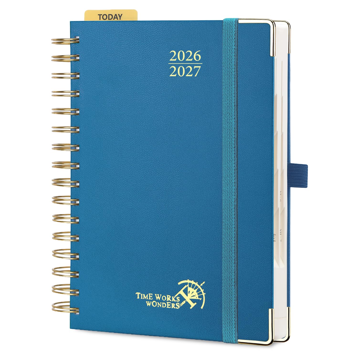 POPRUN Academic Diary 2026-2027 A5 Day to Page Spiral Hard Cover Mid Year Daily Diary (Aug'26 - Jul'27) A Day per Page with Monthly Tabs 26/27 Planner(Night Sky Blue) — image 1