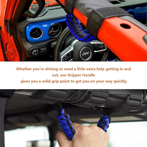 Miniatura 5 de Kewucn Paquete de 2 asas de agarre para barra antivuelco para automóvil, fácil de instalar y duraderas, compatibles con Wrangler YJ TJ JK JKU JL JLU