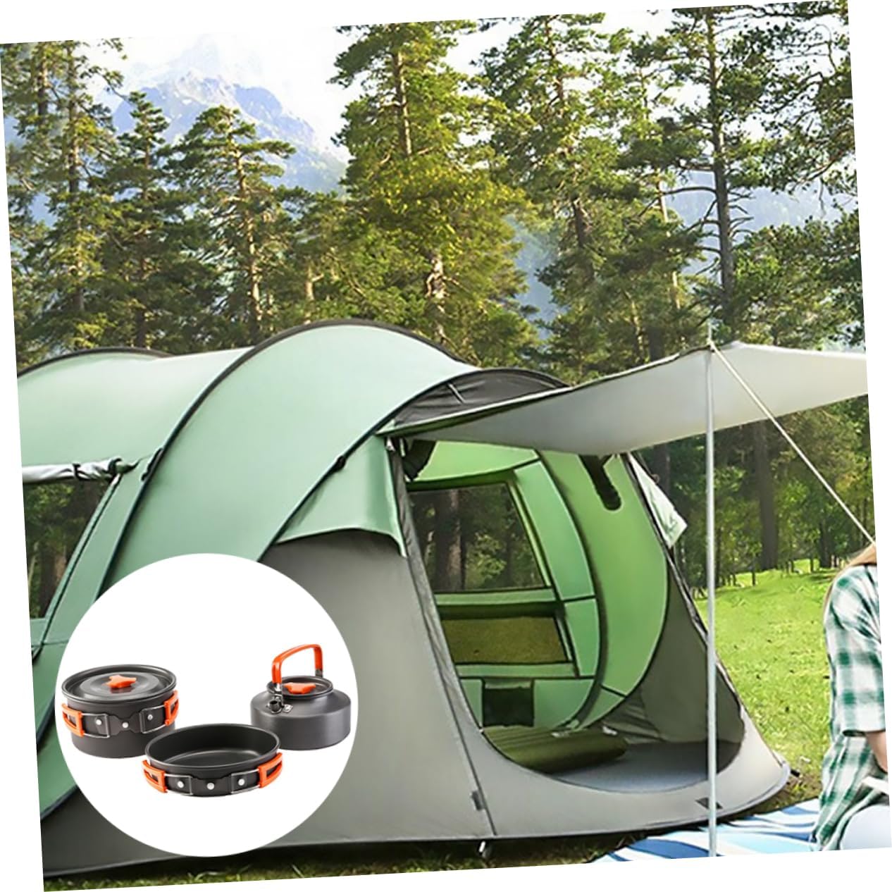 YARNOW Camping Cookware Lightweight Aluminum Pot and Kettle for Hiking Backpacking