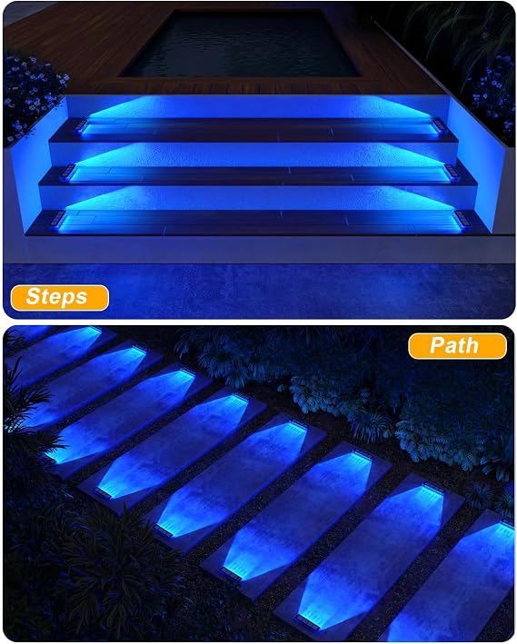 4 Pack Deck Lights + 4 Pack Blue Step Lights