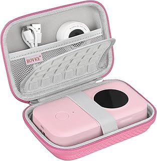 BOVKE Labels Printer Case for 2022 Phomemo D30 D35 Smart Bluetooth Label Printer, Label Maker Machine Handheld Sticker Mini Labeler Storage Holder fits Roll Printer Paper Tape and USB Cable, Pink