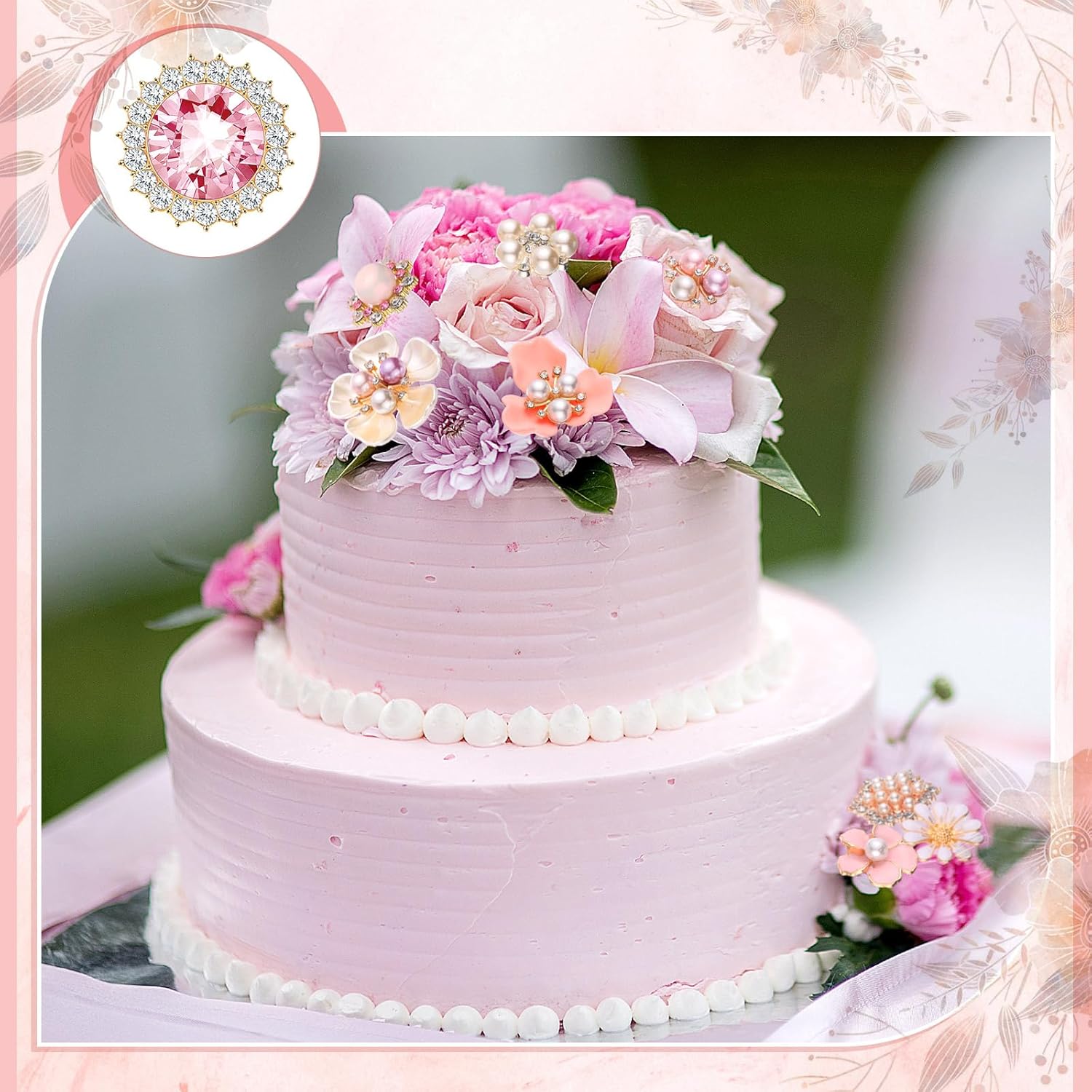 Giegxin 96 Pcs Rhinestone Buttons for Crafts Clothes Faux Pearl Embellishments Pink Butterfly Rhinestone Flower Buttons Vintage Women Pearl Brooch for Jewelry Making, DIY, Bags Shoes Supplies - Image 6