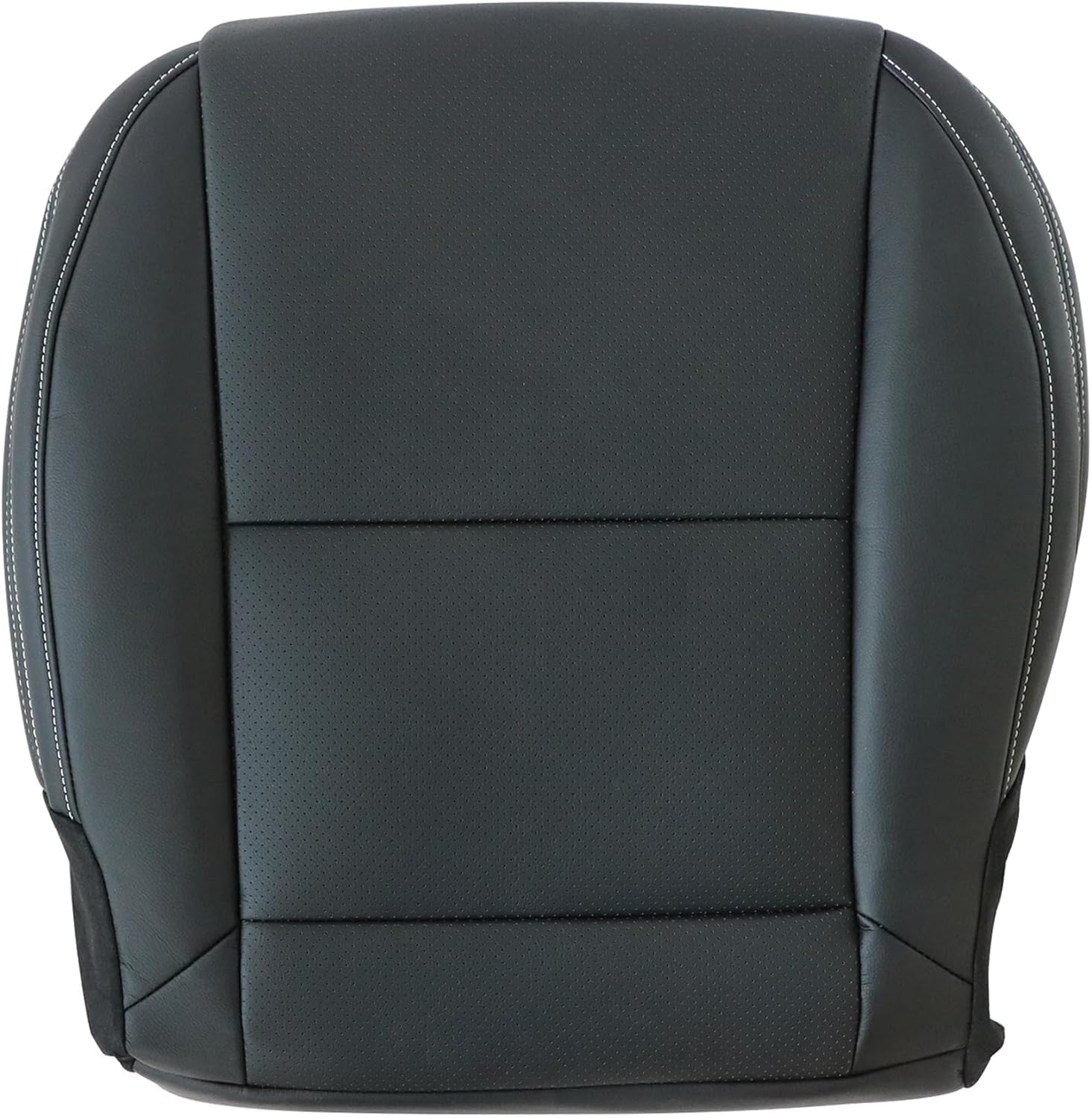 GXARTS Driver Side Bottom Replacement Seat Cover Black Perforated Leather White Line Compatible with Chevrolet Camaro 2010 2011 2012 2013 2014 2015