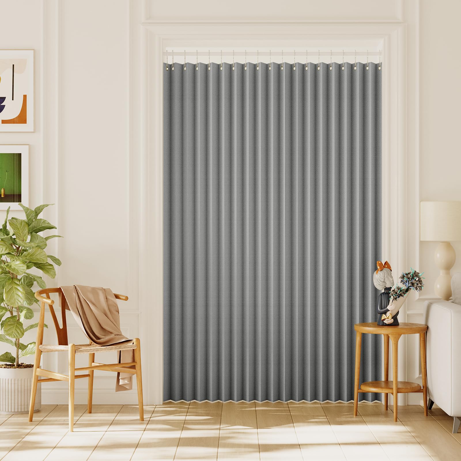 H.VERSAILTEX 100% Blackout Linen Curtains Accordion Door Curtain for Doorway Privacy Folding Closet Door Curtain Room Divider Sliding Door Shade with
