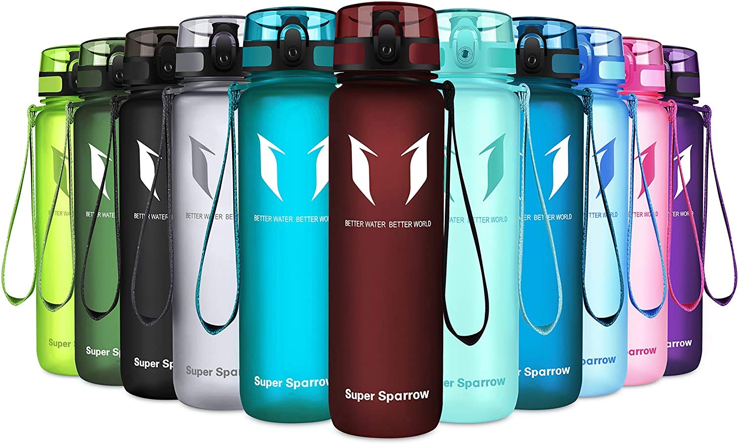 Super SparrowWater Bottle - 17 oz - BPA & Toxic Free Tritan Water Bottles - One Touch Opening - Leak-proof Plastic Bottle - Kids Water Bottle for Office, Gym, Outdoor, Sports