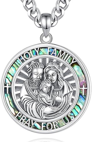 INFUSEU Regalos religiosos únicos para hombres y mujeres, collares con colgante de San Miguel, San Cristóbal, San Benito, Virgen María