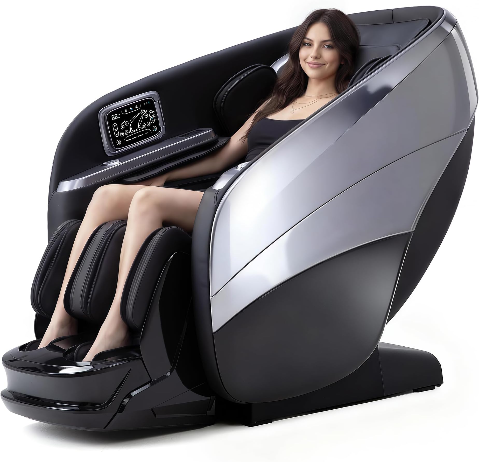 4D Massage Chair Zero Gravity Full Body SL Rail Massage Chair with 20 Auto Programs Built-in Aroma System (Black)