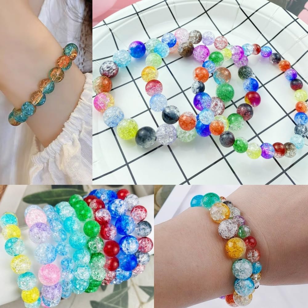 200pcs 10mm Acrylic Crackle Beads Round Crystal Acrylic Craft Beads with Hole for Home Decoration Vase Fillers DIY Craft Making Jewelry Making Bracelet Necklace Earrings(Red) - Image 7