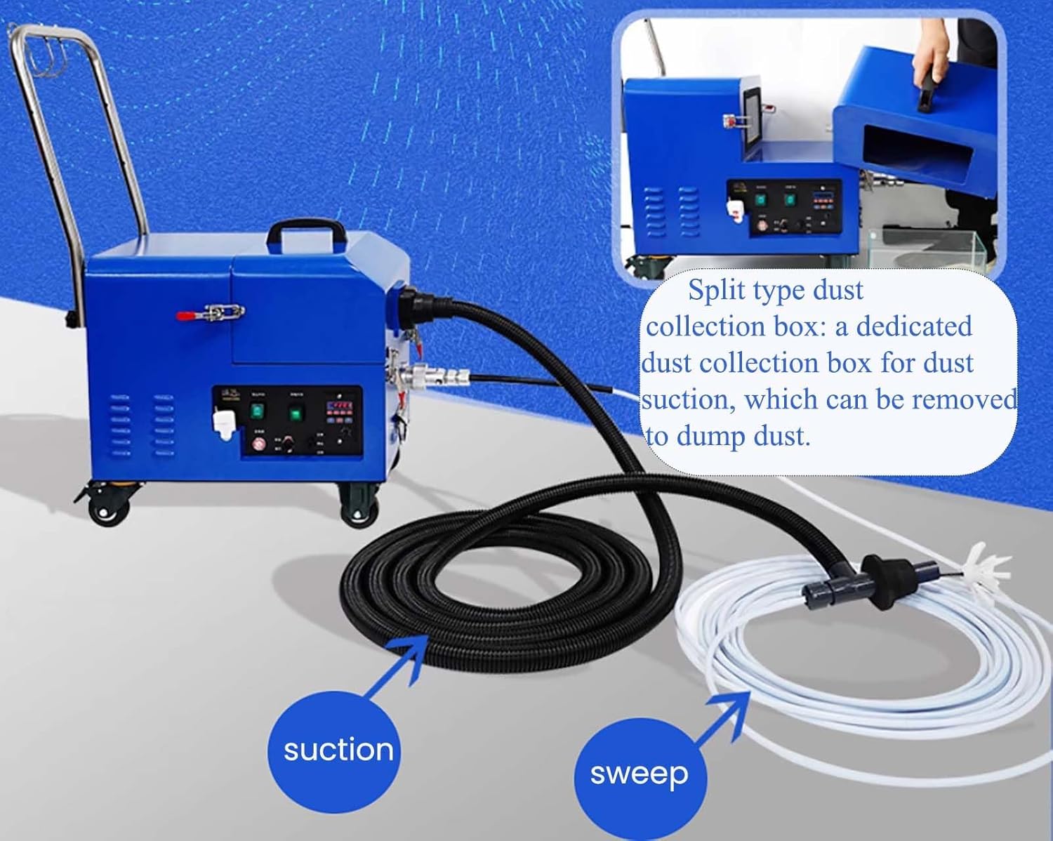 110V/220V Fresh Air Duct Cleaning Machine, HVAC Duct Cleaner with 15m Flexible Shaft Rotary Brush, 1.97"-7.87" Pipe Diameter Sweeping & Suction Integrated, Vent Cleaning Vacuum for Ventilation