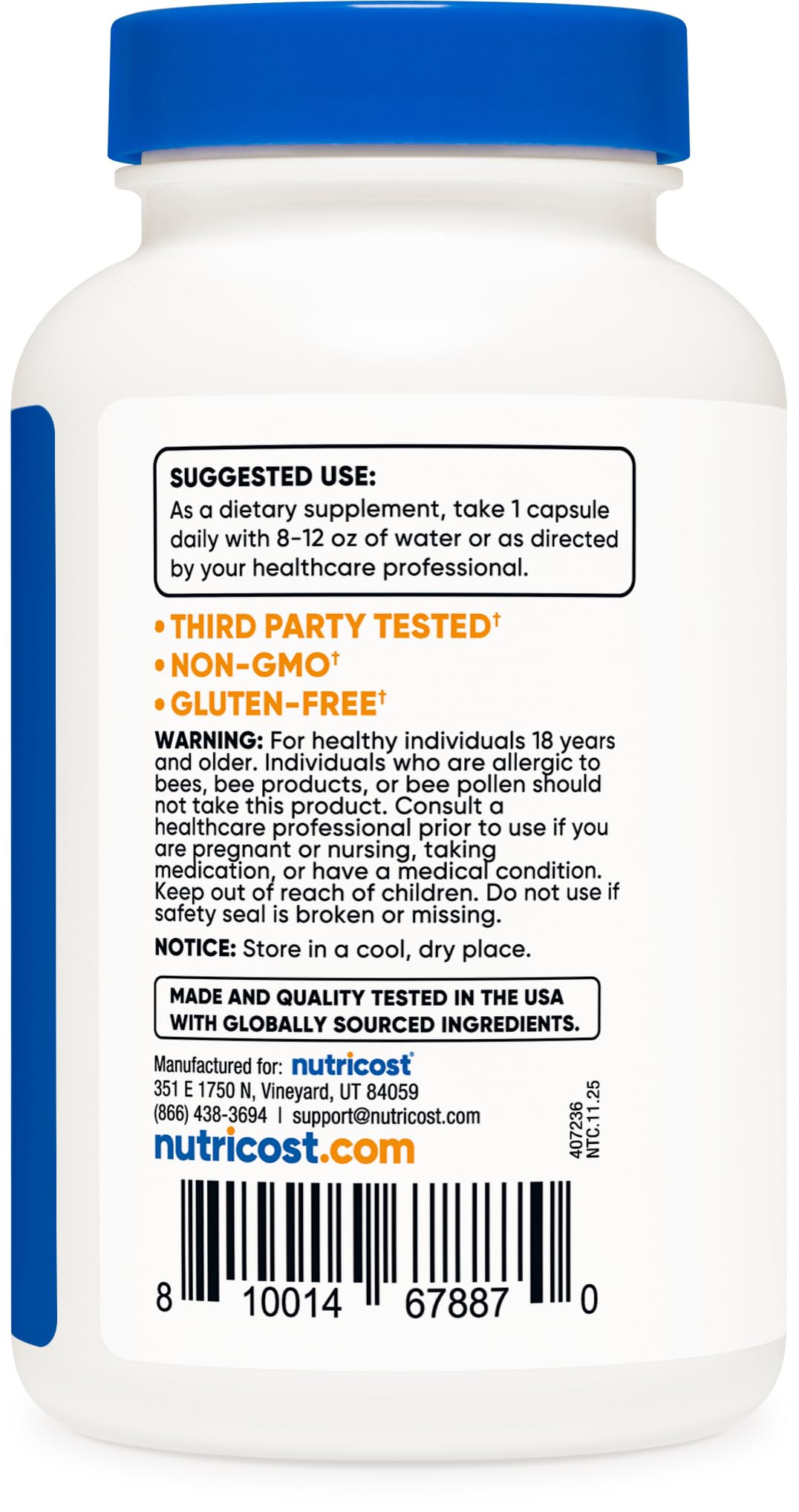 Nutricost Bee Propolis Supplement w/ 5% Flavonoids (500mg / 120 Capsules) — Amazon image 4