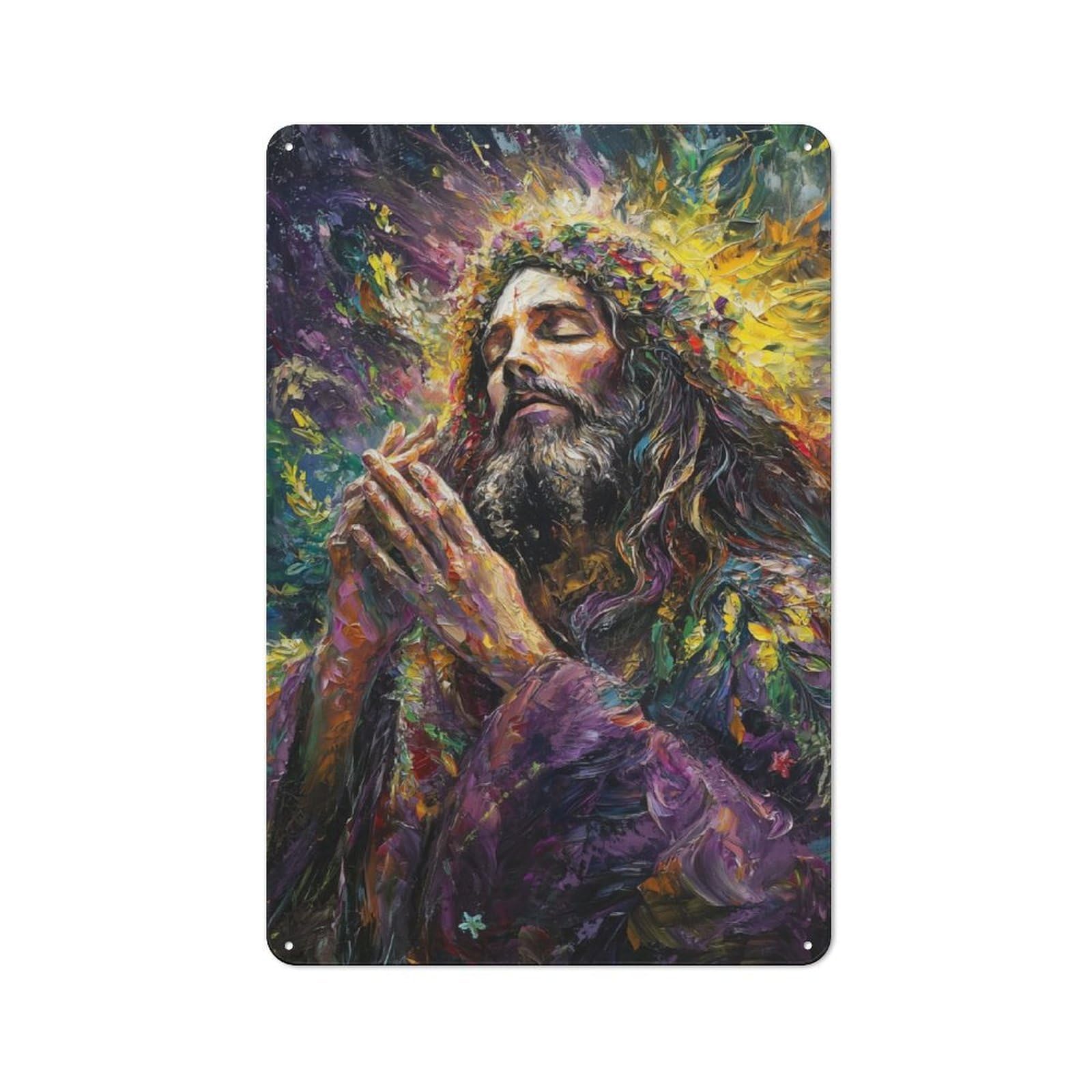 Junmoney Jesus Prayer Metal Wall Sign 30X20cm, Rustic Decor For Home Bar Wall, Gift Idea At Christmas For Hosts Who Enjoy Retro Interiors