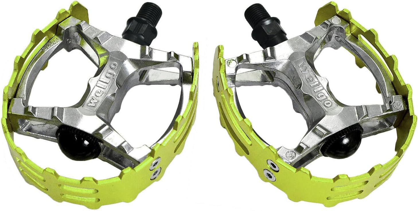 Wellgo Old School BMX MTB XC-II Bear Trap 1/2"" Bicycle Pedals, Green, WE2977, 109 x 95mm