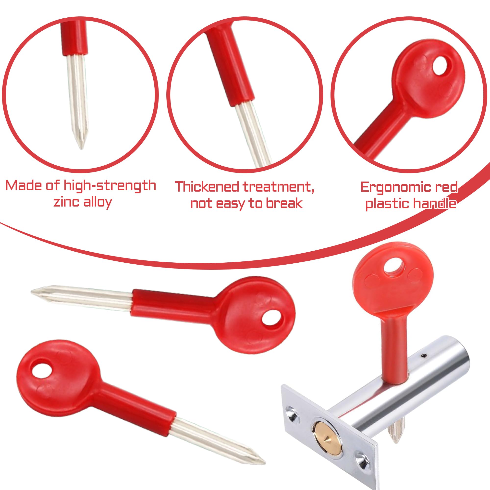 6Pcs Universal Brass Bolt Key Premium Zinc Alloy Security Star Key Replacement with Plastic Handle Universal Window Keys for Doors Windows Fire Doors Pipe Wells Locks Security Racks (Red) - Image 3