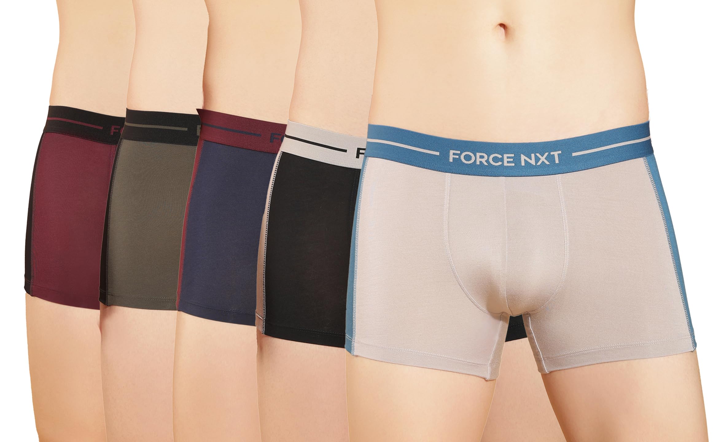 force nxt Men's Tencel Micro Modal Elastene Stretch Solid Trunk | Elastine Stretch Men Trunk Innerwear | Best Underwear for Men | Durable Men's Pack of 5| Actual Color May Vary-picture-29
