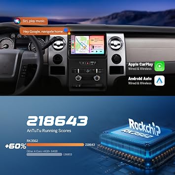 Eonon 9 Car Stereo 4+64Gfor Ford F150 (2009-2014), Android 14 Wireless CarPlay & Android Auto, Bluetooth 5.4, Touch Screen GPS Navigation, Backup Camera Support,WiFi - FDF1X7A