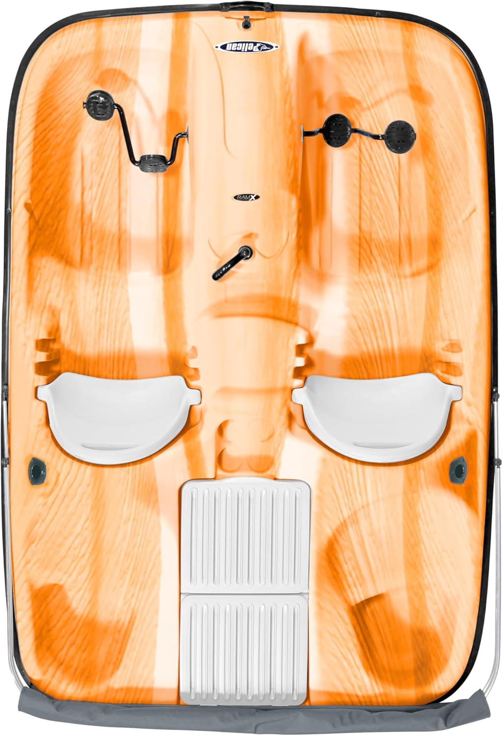 Pelican Pedal Boat DLX Angler - Ram-X Material - Molded Seats & Adjustable backrests - Multiple Storage Areas - Fade Orange/White