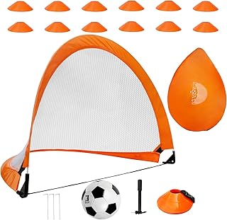 Kvittra Kvittra Pop Up Soccer Goals Set, 4' x 2.5' Goal Set with Soccer Ball and 12 Sports Soccer Cones, Portable Toddler Soccer Nets Training Equipment Practice in Backyard,School,Kids and Adults