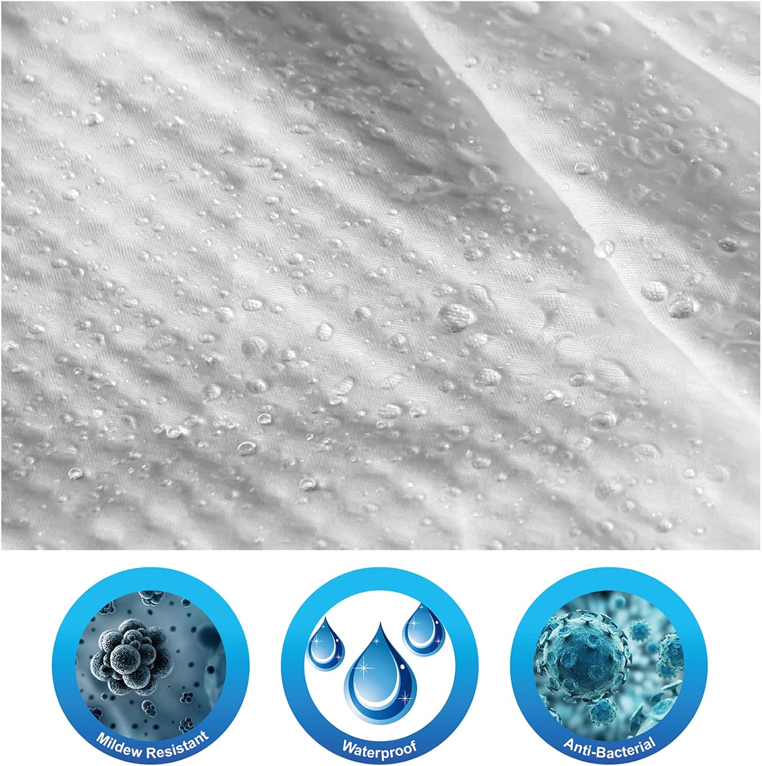 Home Queen Waffle Weave Shower Curtain, Bath Liner with Soft Touch, Water Repellent Bathroom Curtain Liner with Bottom Magnets and Reinforced Grommets,72 W x 72 L Inches, White