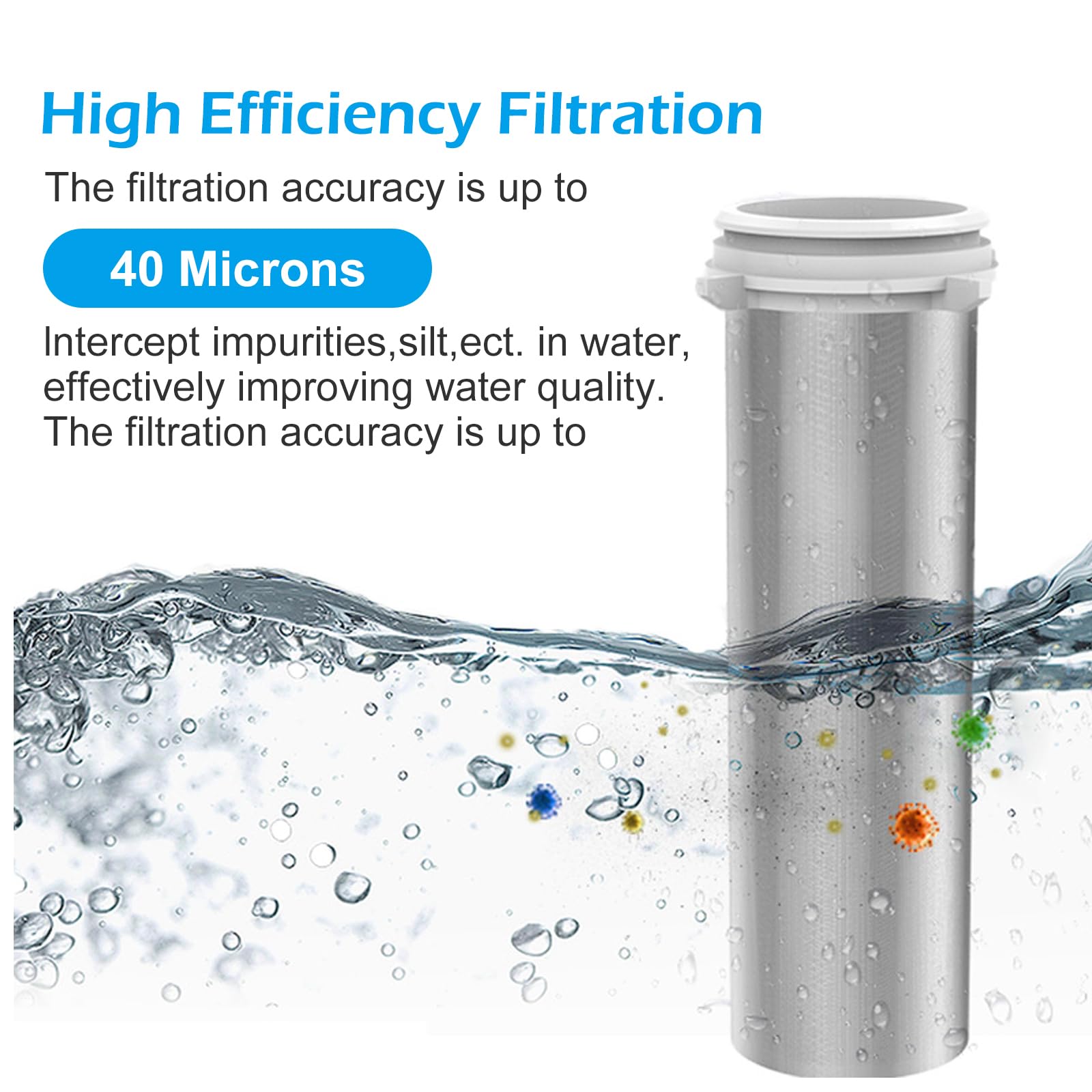 Filtro per il risciacquo, prefiltro dell'acqua, filtro per sedimenti, riutilizzabile, spin down sedimento, filtro per acqua e pozzi (filo da 1/2", grigio)
