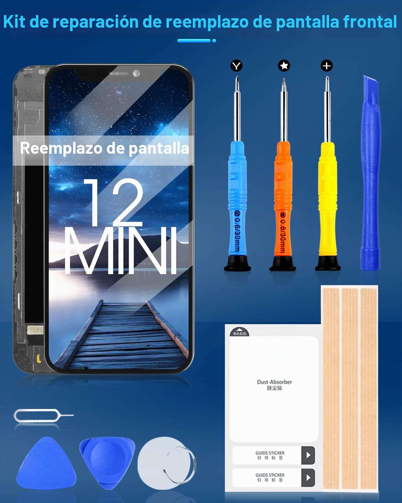 Para iPhone 12 mini pantalla, pantalla LCD para iPhone 12mini 5,8" reemplazo táctil digitalizador Asamblea para iPhone12 mini A2176 A2398 A2400 A2399 con kit de reparación y protector de pantalla