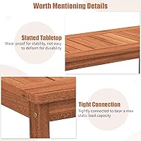 Vista 6 de Tangkula Mesa de centro de madera para exteriores, mesa de centro de patio de 2 niveles con mesa de madera dura de listones y estante