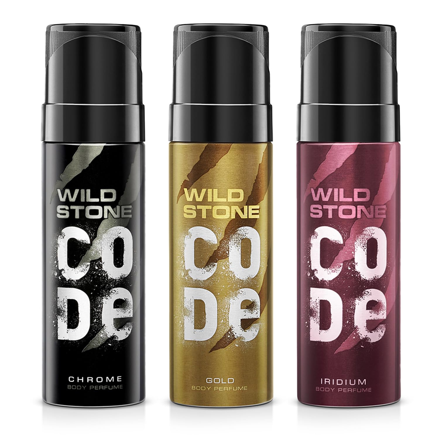 Chrome, Gold & Iridium No Gas Body Perfume Combo for Men, Pack of 3 (120 ml each)