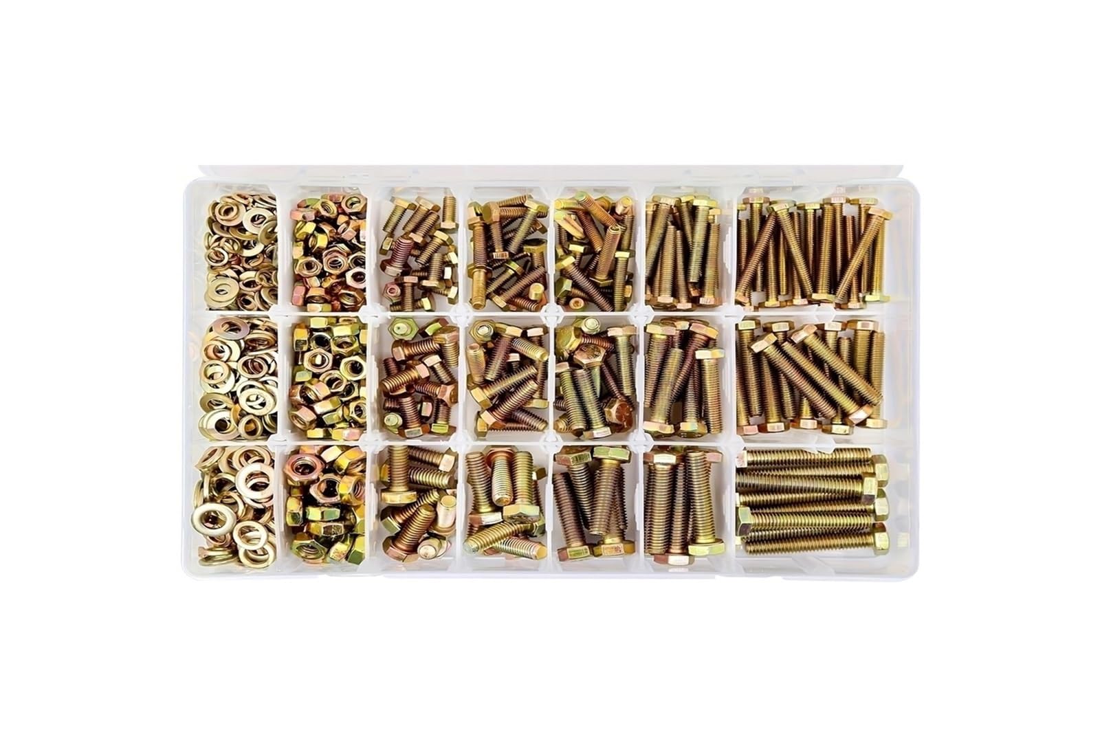 Ensemble de Boulons et Écrous Assortiment de 720 boulons et écrous M4, M5 M6, en acier allié grade 8., vis hexagonales, rondelles, 15 tailles standard incluses