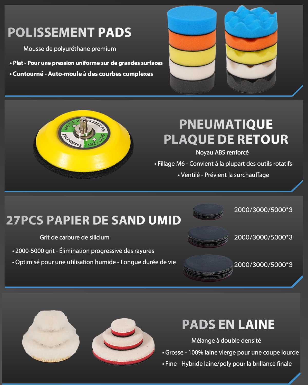 Éponges de Polissage 78 Pièces, 30/50/80mm Kit de Polissage Pad Éponge à polir Kit, Disques Abrasifs Grain 2000 to 5000, Compatible Mini Ponceuse pour Métal, polissage voiture, Möbeln