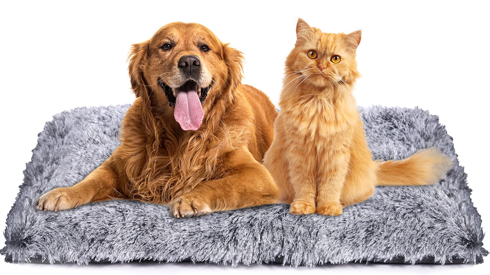 BBLTIFF Cama para Perros, Cama Perro Lavable con Base Antideslizante, Peluche Largo Cama Mascota, Sofa Perro, Colchonetas para Perros para Perros Pequeños y Medianos, 65x50x7cm, (Gris Gradual)