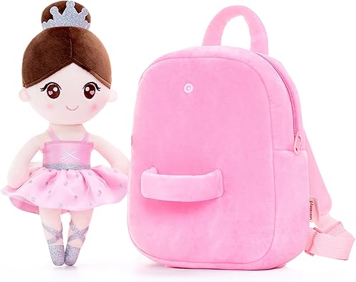 Miniatura 4 de Gloveleya Mochila para niñas pequeñas con suave muñeca bailarina rosa a partir de 2 años
