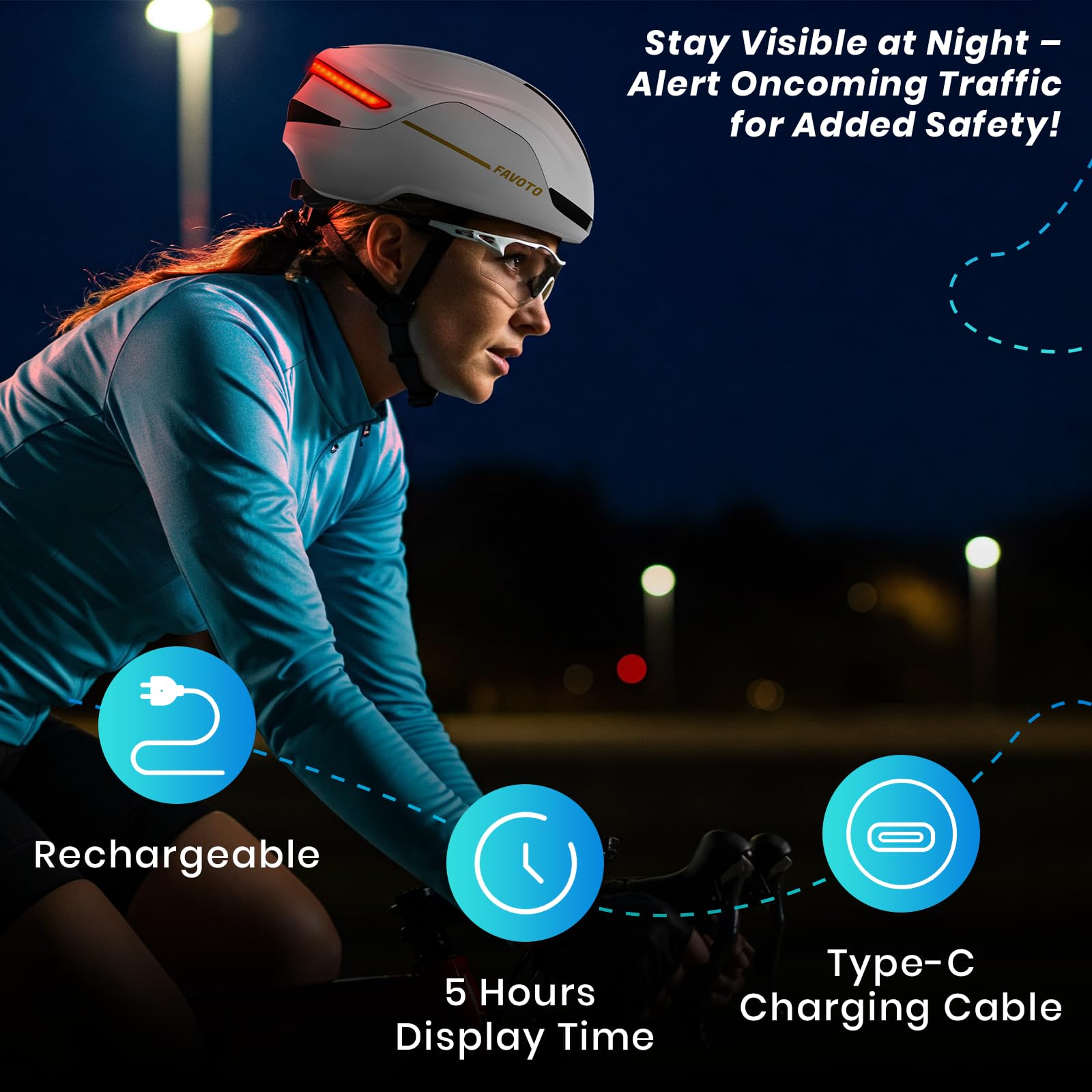 Favoto Inteligente Casco Bicicleta Adulto - Casco Inteligente para Bicicleta con 5 Modos De Luz Trasera Y Control Remoto Tecnología EPS In-Mould